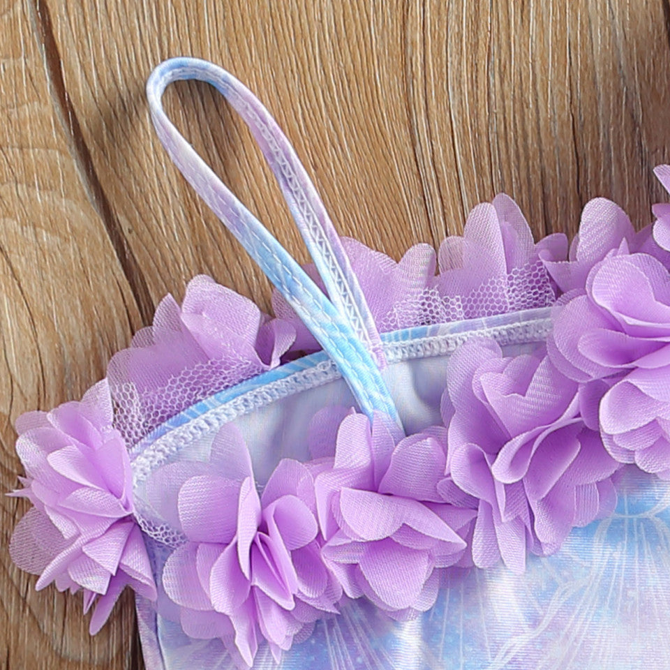 Costum de baie Sirena cu floricele aplicate Drool