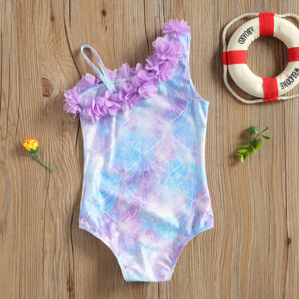 Costum de baie Sirena cu floricele aplicate Drool