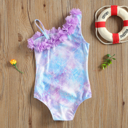Costum de baie Sirena cu floricele aplicate Drool