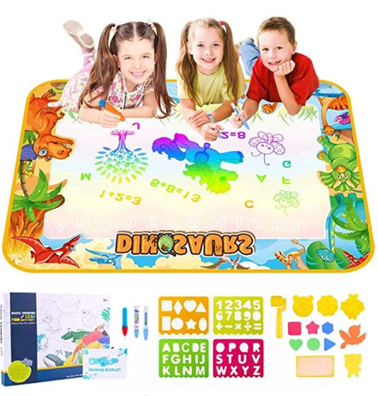 Covorasul Magic Drool Dino- 100x70cm - Jucarie educativa de colorat cu apa Drool - Desenat, Colorat si Decupat