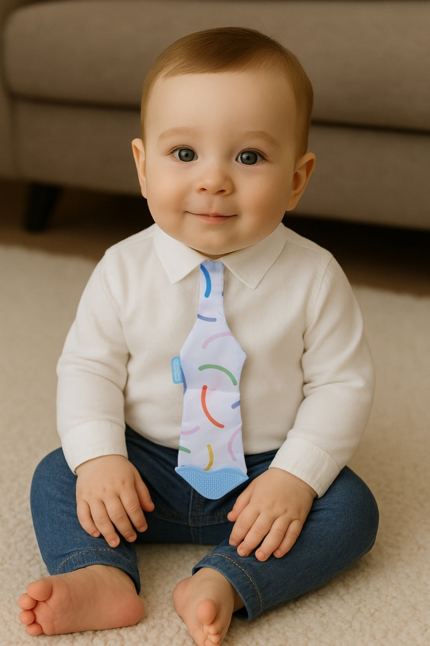 Cravata bebelusi cu accesoriu de dentitie BabyJem, bleu