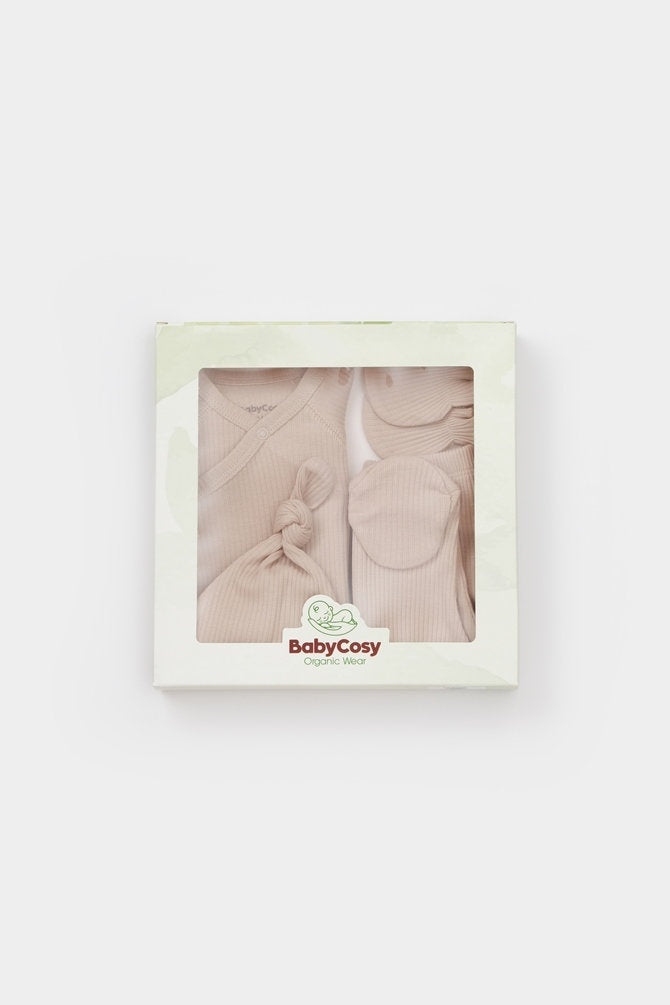 Cutie 4 piese pentru nou nascut - 100% bumbac organic - Mink, BabyCosy