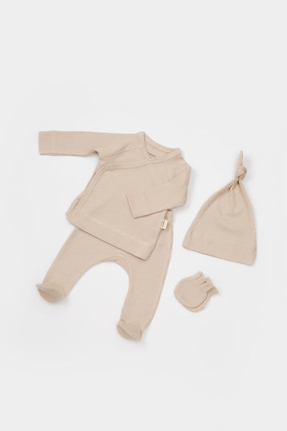 Cutie 4 piese pentru nou nascut - 100% bumbac organic - Mink, BabyCosy
