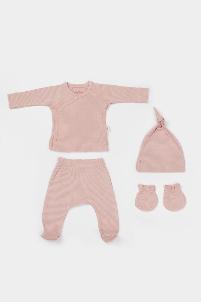 Cutie 4 piese pentru nou nascut - 100% bumbac organic - Powder, BabyCosy
