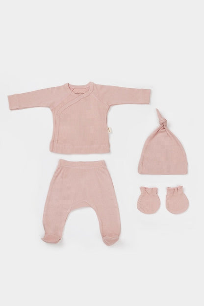 Cutie 4 piese pentru nou nascut - 100% bumbac organic - Powder, BabyCosy