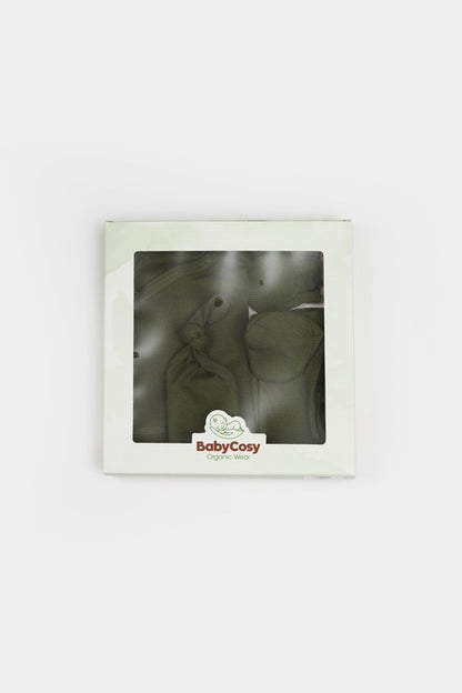 Cutie 4 piese pentru nou nascut - 100% bumbac organic - Verde, BabyCosy