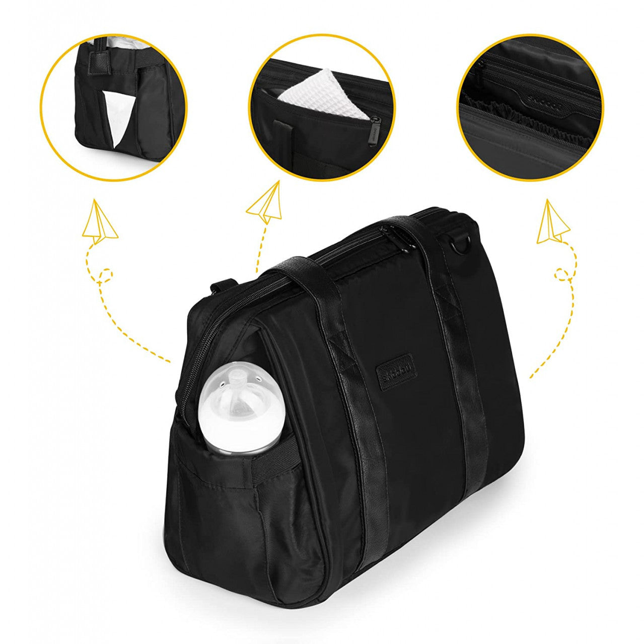Geanta multifunctionala pentru parinti Skiddou Inger, Onyx, Negru