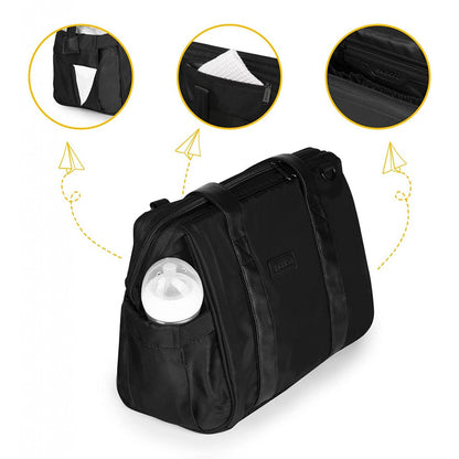 Geanta multifunctionala pentru parinti Skiddou Inger, Onyz Leather, Negru