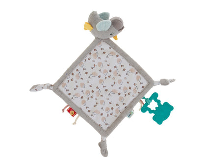 Jucarie dentitie cu paturica pathwork Bird, BabyJem, gri