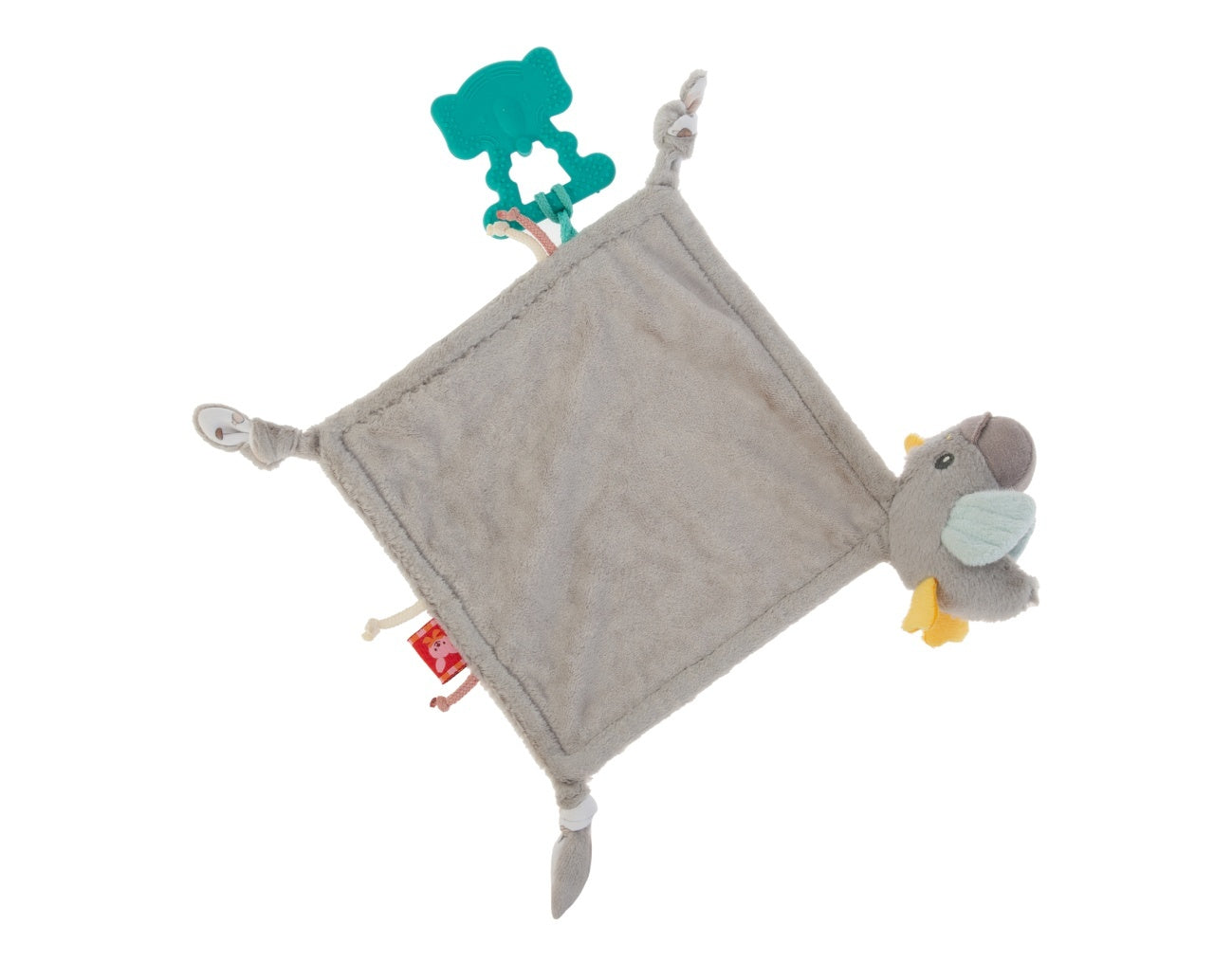 Jucarie dentitie cu paturica pathwork Bird, BabyJem, gri