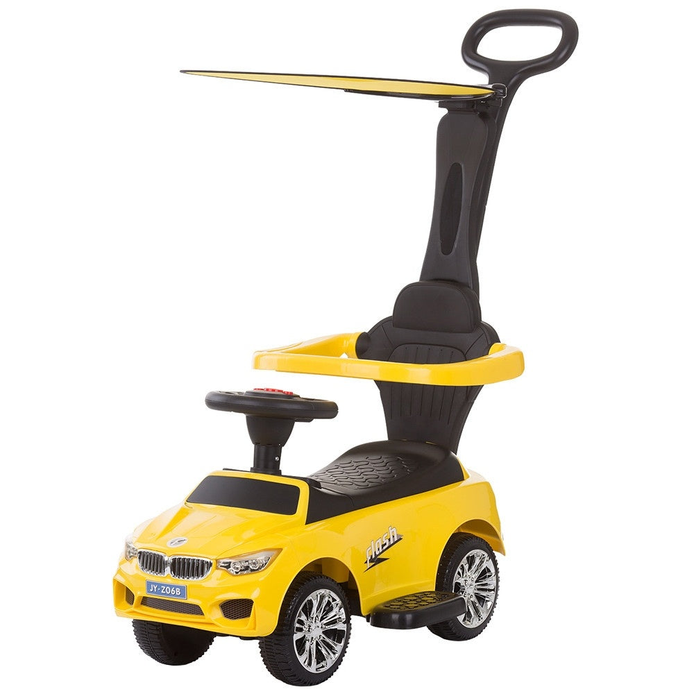 Masinuta de impins Chipolino Flash yellow cu maner si copertina -