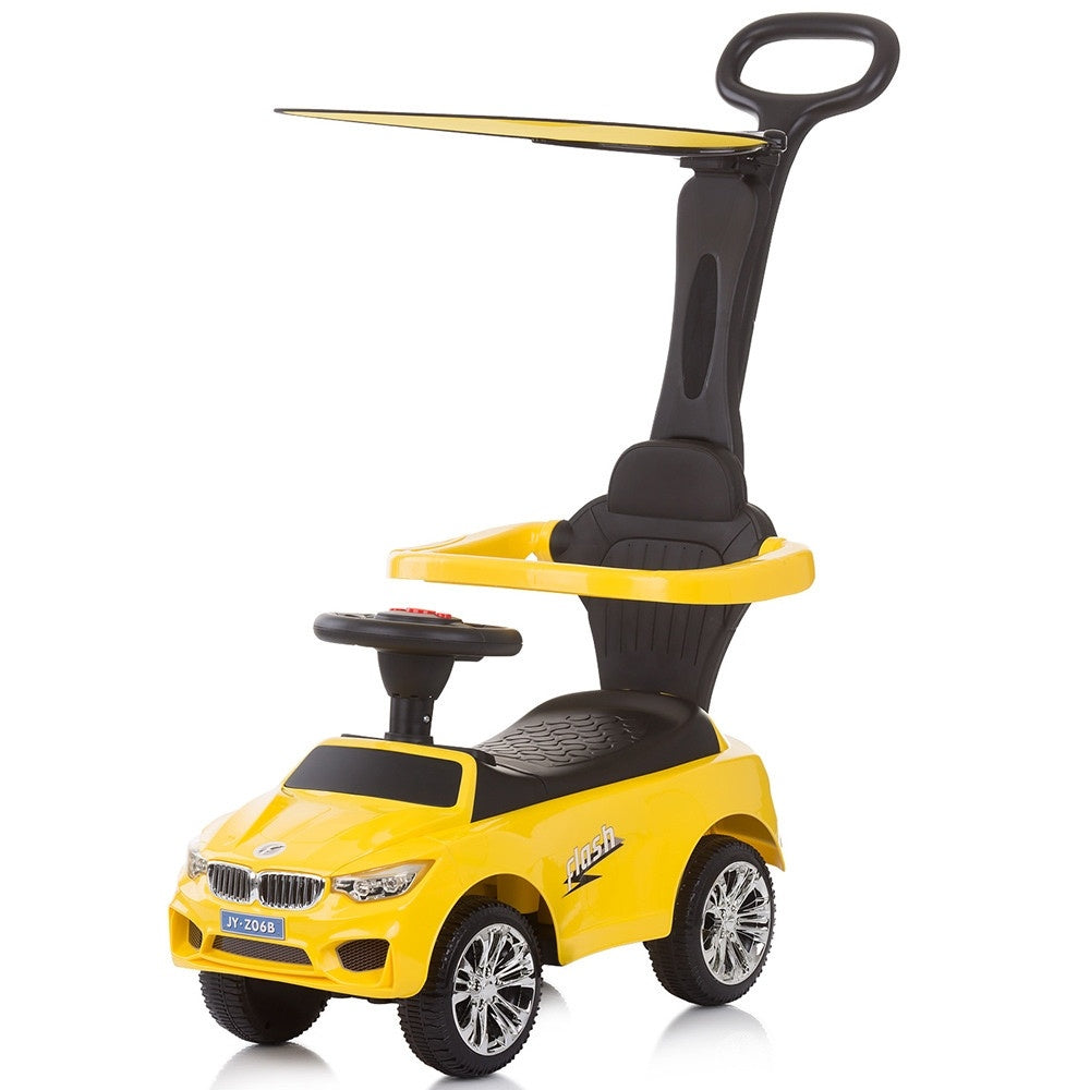 Masinuta de impins Chipolino Flash yellow cu maner si copertina -