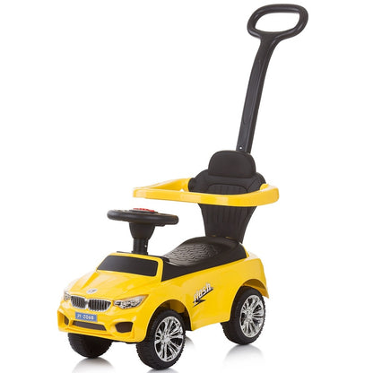 Masinuta de impins Chipolino Flash yellow cu maner si copertina -