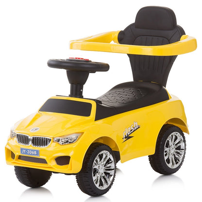 Masinuta de impins Chipolino Flash yellow cu maner si copertina -