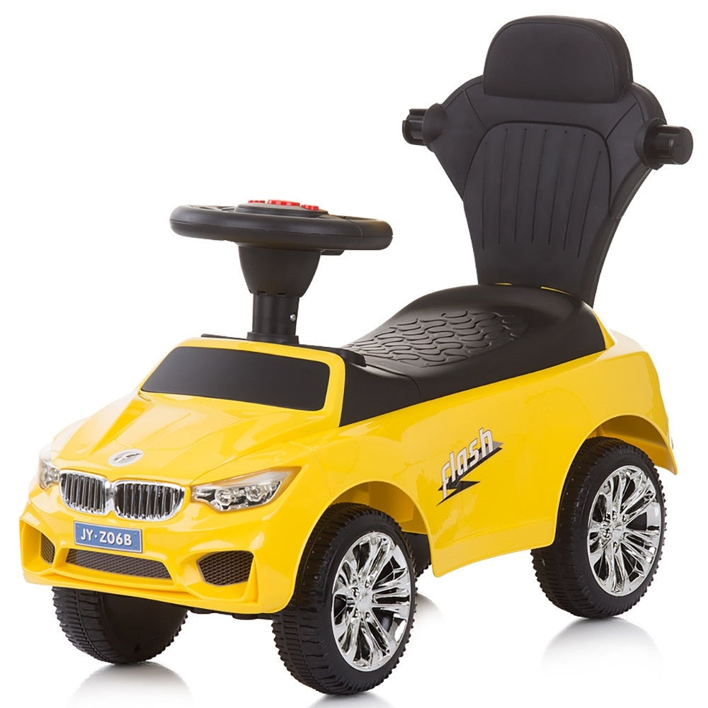 Masinuta de impins Chipolino Flash yellow cu maner si copertina -