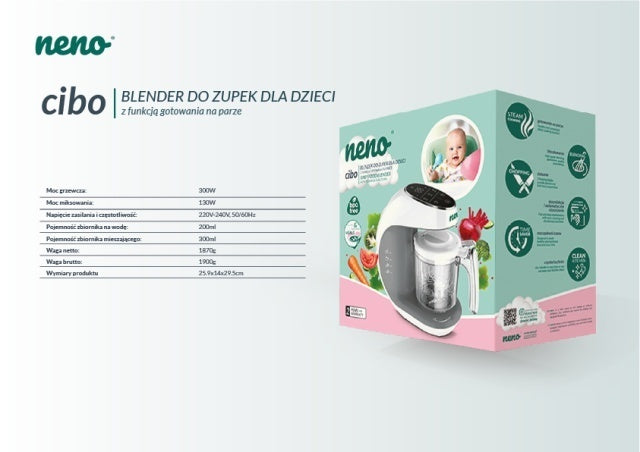Neno Cibo – blender pentru copii cu funcție de gătire la abur