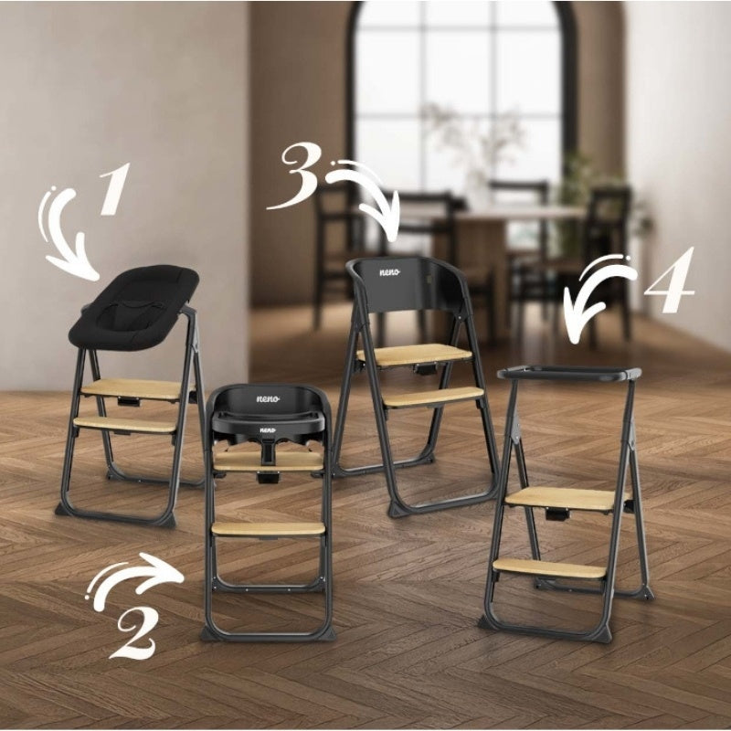 Neno Sapori Black – scaun de hrănire multifuncțional 4 în 1