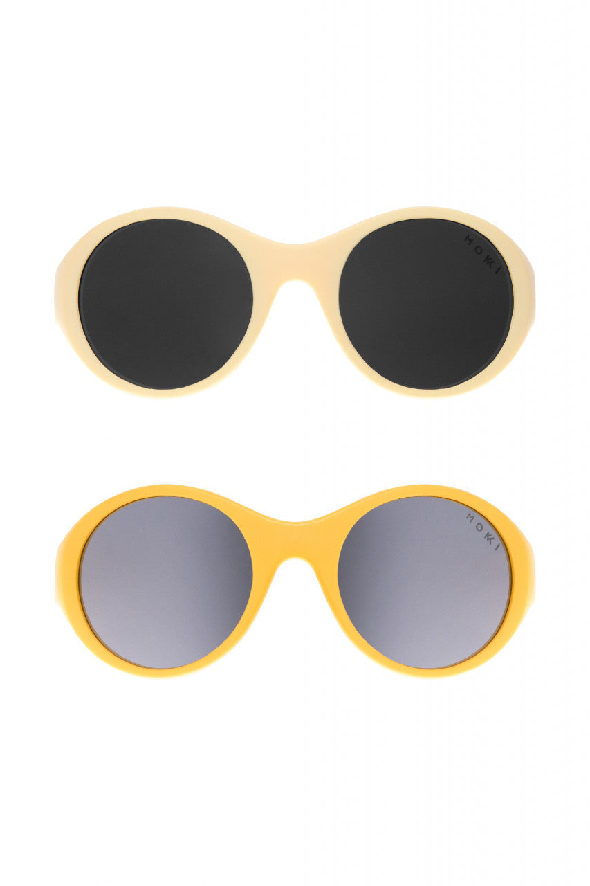 Ochelari de soare pentru copii MOKKI Click & Change, protectie UV, galben, 0-2 ani, set 2 perechi