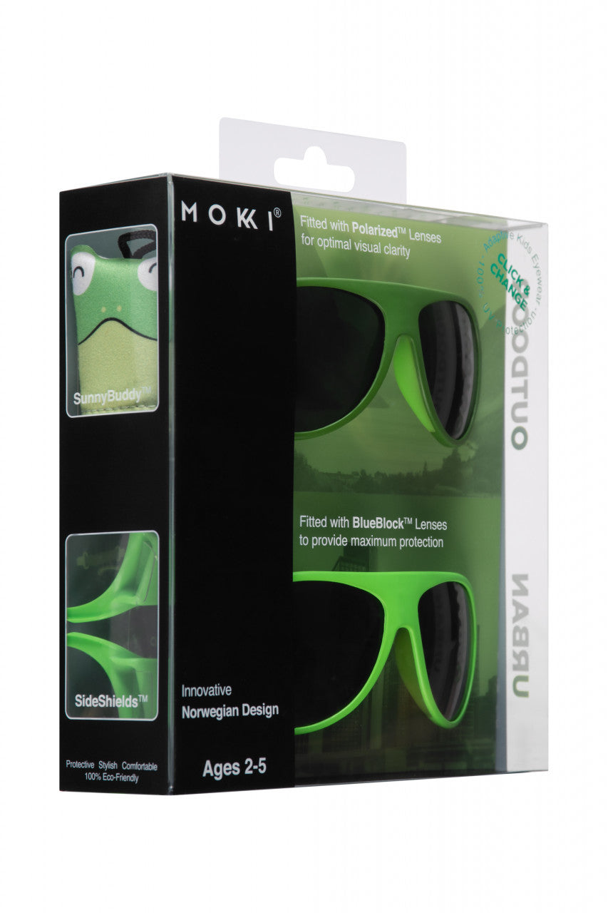 Ochelari de soare pentru copii MOKKI Click & Change, protectie UV, verde, 2-5 ani, set 2 perechi