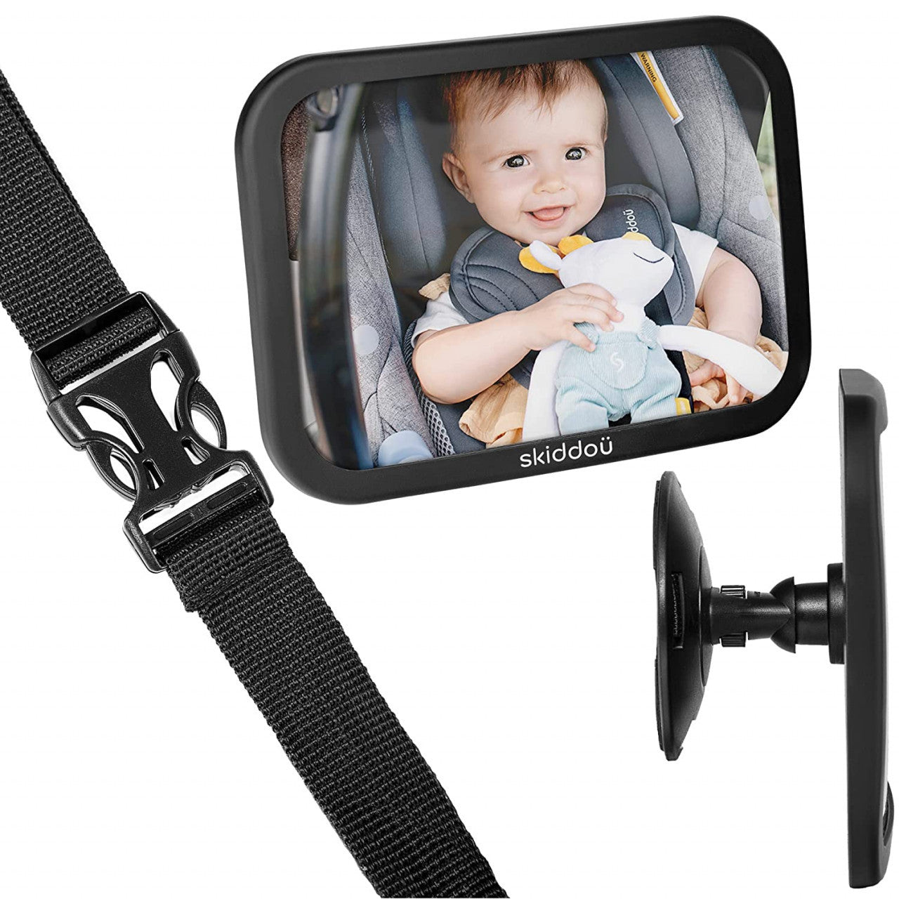 Oglinda auto retrovizoare Skiddou Basp pentru supraveghere copii, reglare 360 grade, 26x19 cm