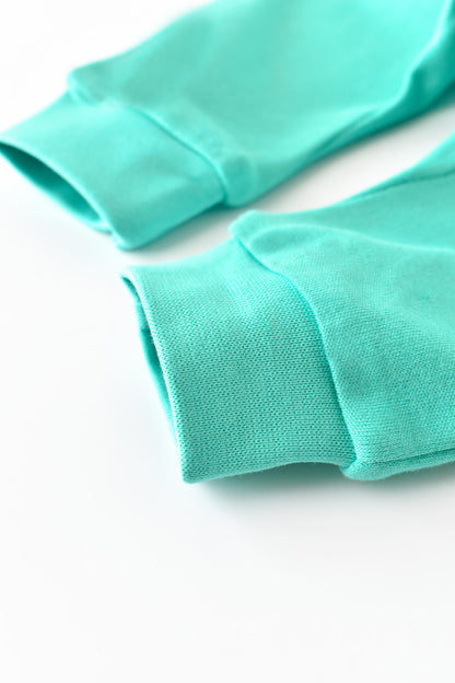 Pantaloni Bebe Unisex din bumbac organic Turcoaz BabyCosy