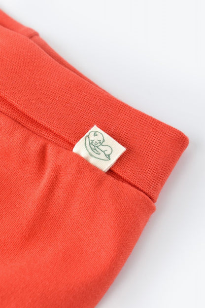 Pantaloni cu Botosei - Bumbac organic Caramiziu BabyCosy