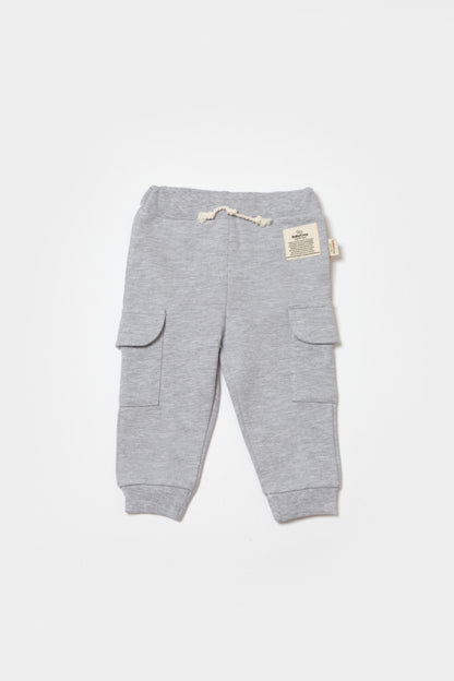 Pantaloni cu buzunare laterale, Two thread, 100%bumbac organic - Gri, BabyCosy