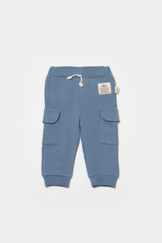 Pantaloni cu buzunare laterale, Two thread, 100%bumbac organic - Indigo, BabyCosy - Pantaloni
