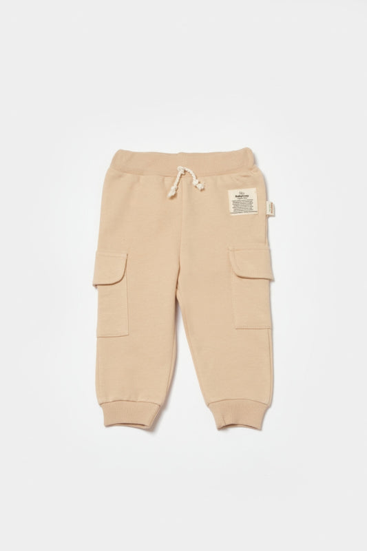 Pantaloni cu buzunare laterale, Two thread, 100%bumbac organic - Stone, BabyCosy - Pantaloni