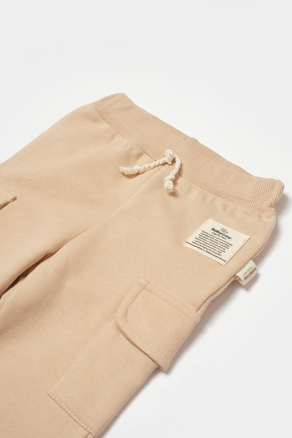 Pantaloni cu buzunare laterale, Two thread, 100%bumbac organic - Stone, BabyCosy