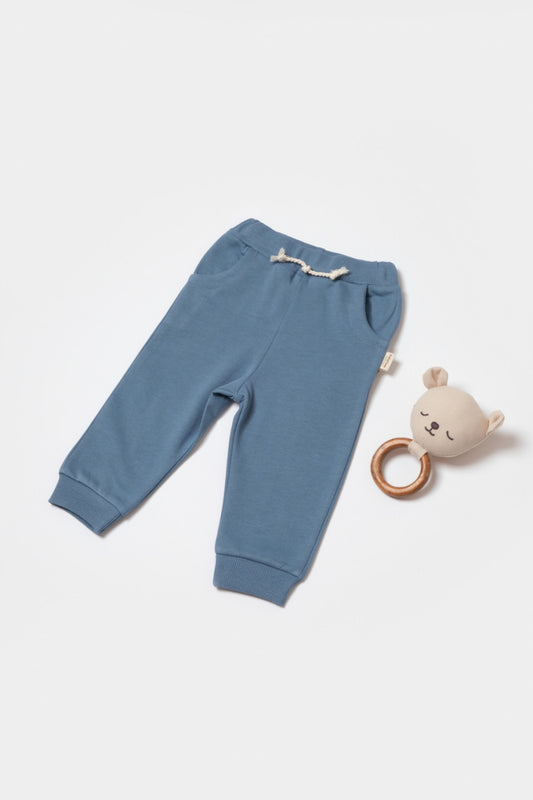 Pantaloni lungi, Two thread, 100%bumbac organic - Indigo, BabyCosy