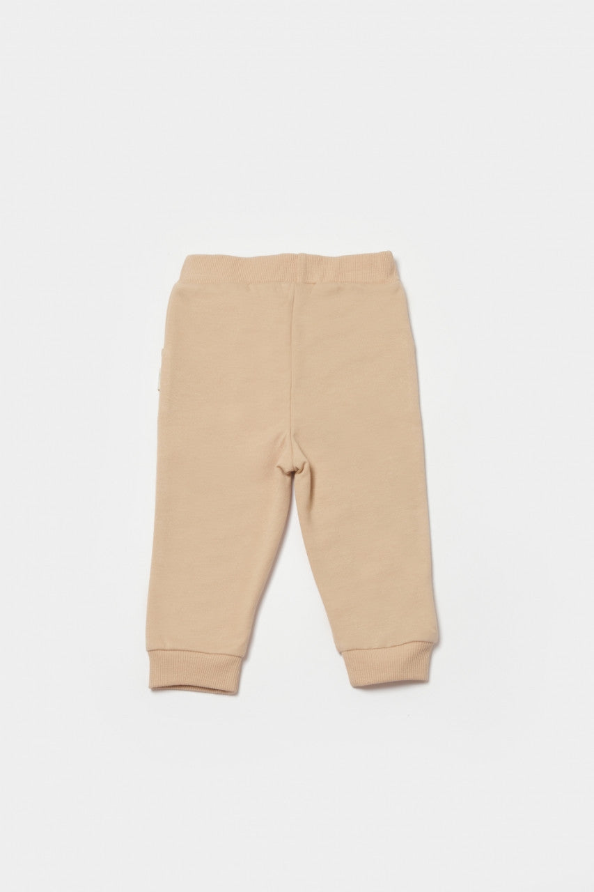 Pantaloni lungi, Two thread, 100%bumbac organic - Stone, BabyCosy