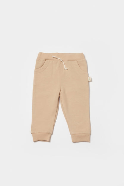 Pantaloni lungi, Two thread, 100%bumbac organic - Stone, BabyCosy