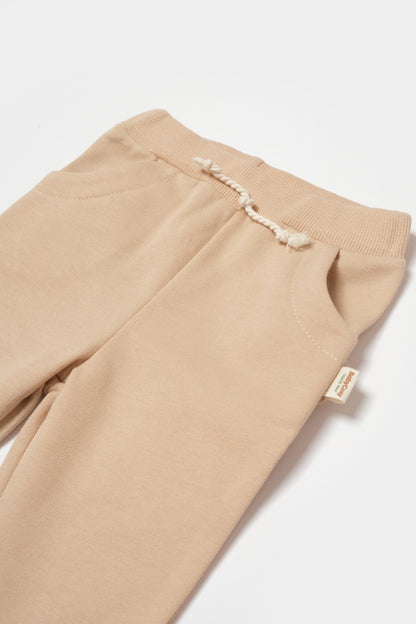 Pantaloni lungi, Two thread, 100%bumbac organic - Stone, BabyCosy