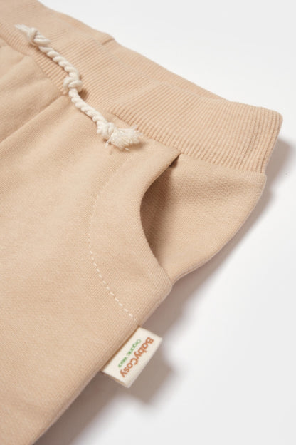 Pantaloni lungi, Two thread, 100%bumbac organic - Stone, BabyCosy
