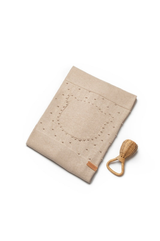 Paturica cu ursulet pentru nou nascut, 100% bumbac organic, TeddyBear, BabyCosy, maro