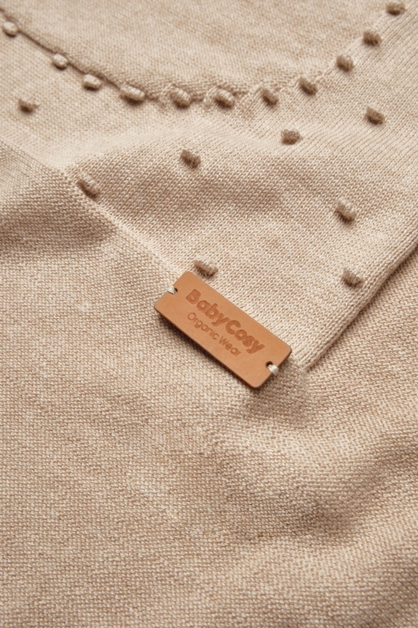 Paturica cu ursulet pentru nou nascut, 100% bumbac organic, TeddyBear, BabyCosy, maro