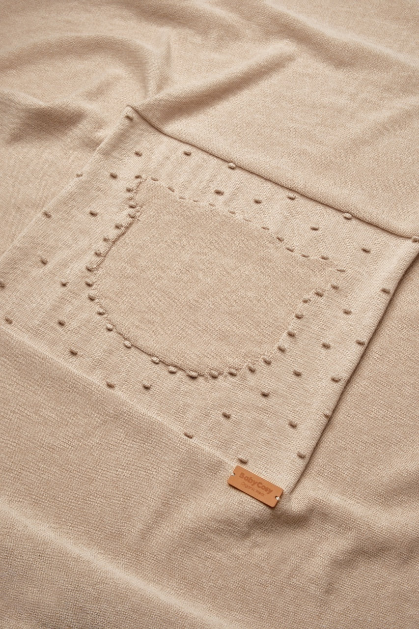 Paturica cu ursulet pentru nou nascut, 100% bumbac organic, TeddyBear, BabyCosy, maro