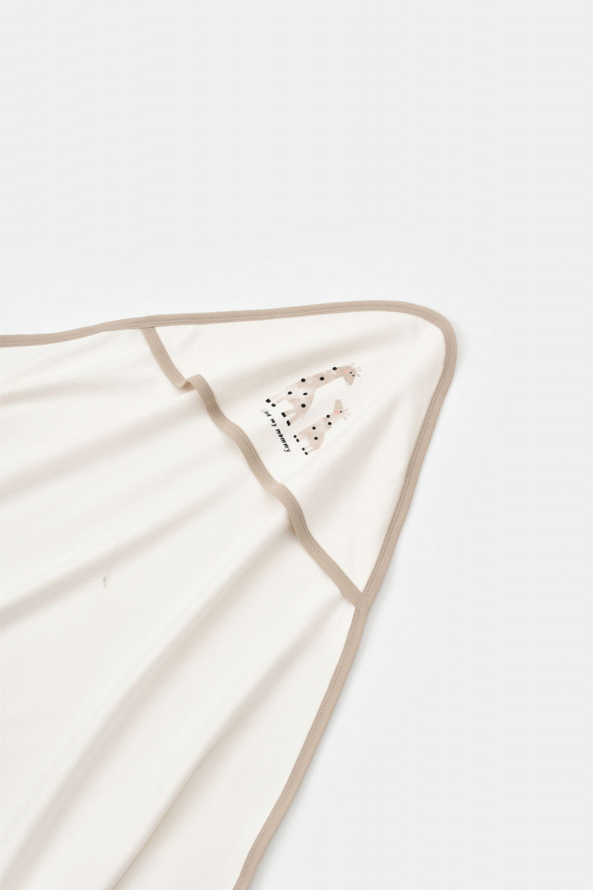 Paturica din bumbac organic Girafa, BabyCosy, Ecru, 85X85 cm