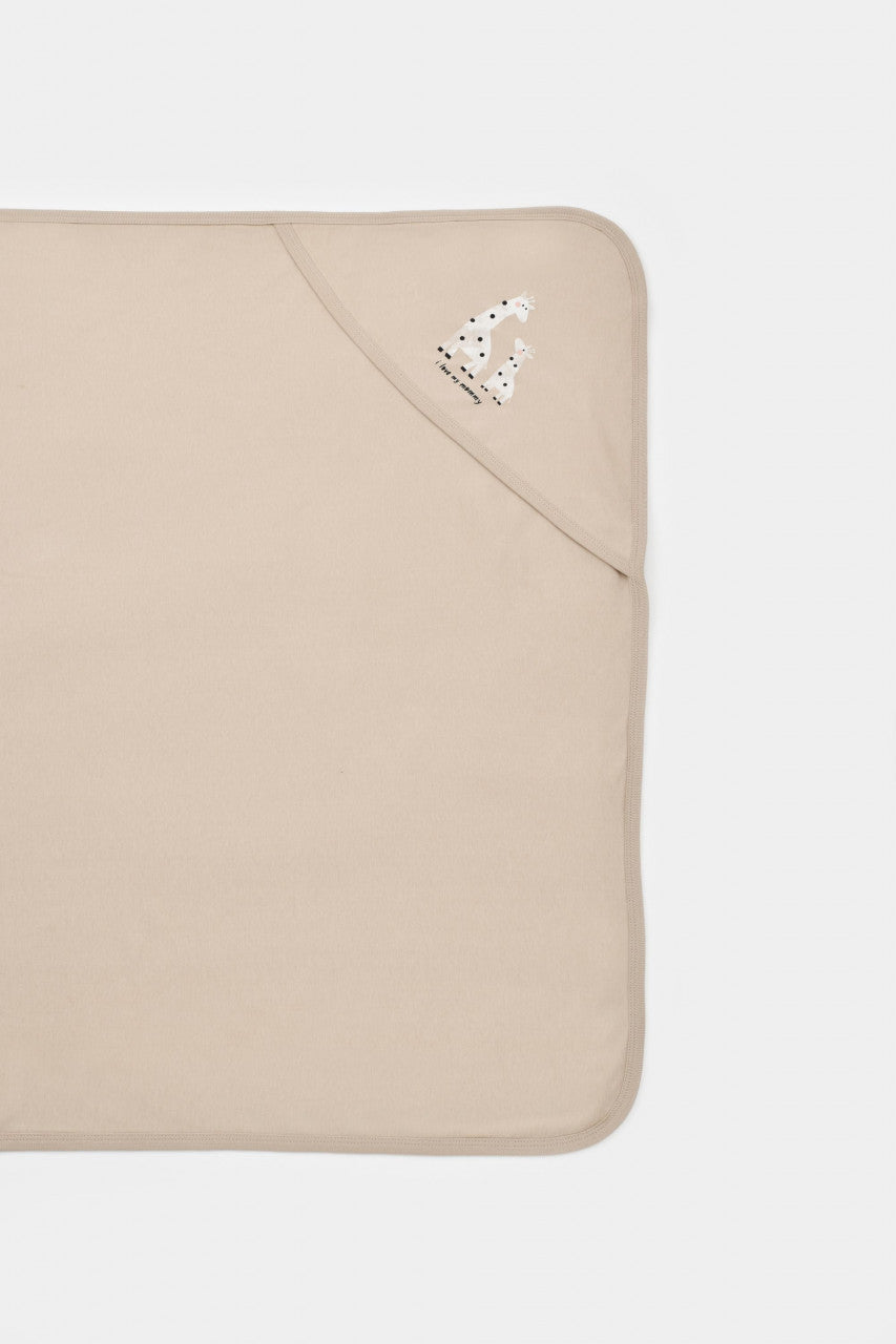 Paturica din bumbac organic Girafa, BabyCosy, Mink, 85X85 cm
