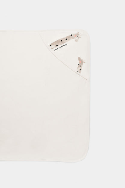 Paturica din bumbac organic Girafe, BabyCosy, Ecru, 85X85 cm