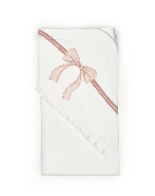 Paturica pentru nou nascut, 100% bumbac organic, Bow, BabyCosy, powder