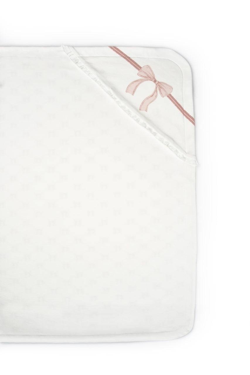 Paturica pentru nou nascut, 100% bumbac organic, Bow, BabyCosy, powder