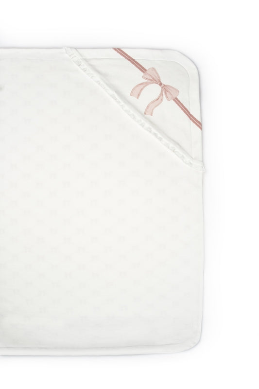 Paturica pentru nou nascut, 100% bumbac organic, Bow, BabyCosy, powder