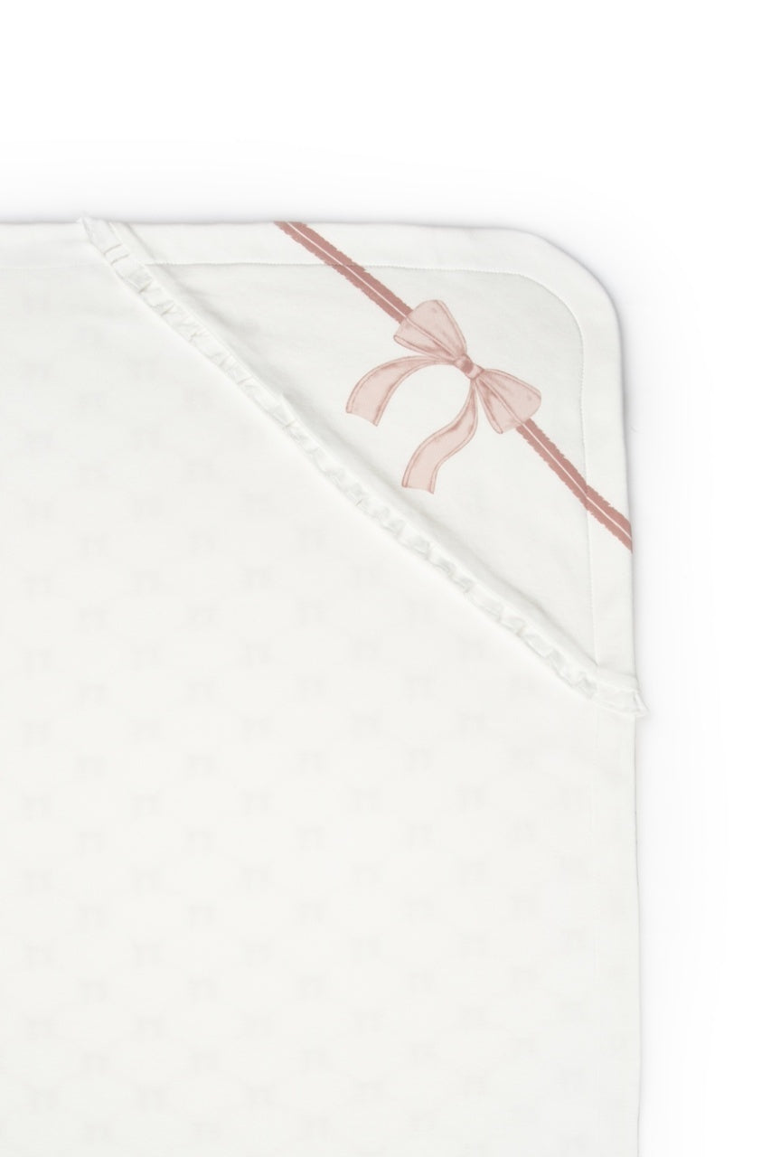 Paturica pentru nou nascut, 100% bumbac organic, Bow, BabyCosy, powder