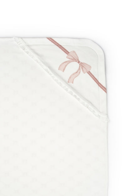 Paturica pentru nou nascut, 100% bumbac organic, Bow, BabyCosy, powder
