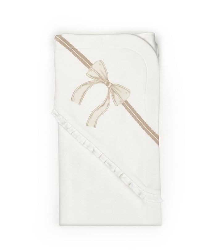 Paturica pentru nou nascut, 100% bumbac organic, Bow, BabyCosy, stone