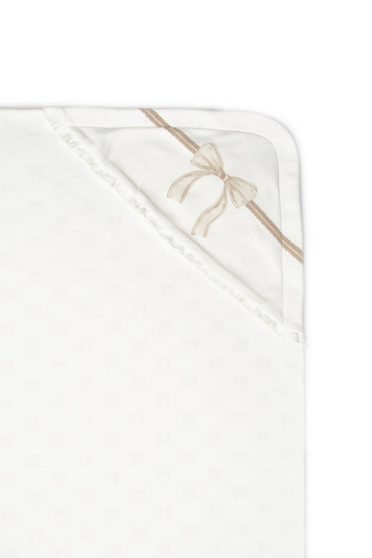 Paturica pentru nou nascut, 100% bumbac organic, Bow, BabyCosy, stone