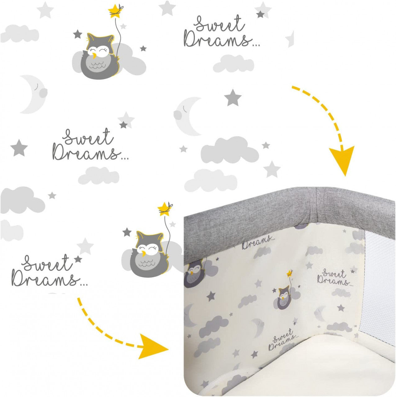Patut 3 in 1 co-sleeping Skiddou Natt, Normandic Wood, Wood-gri