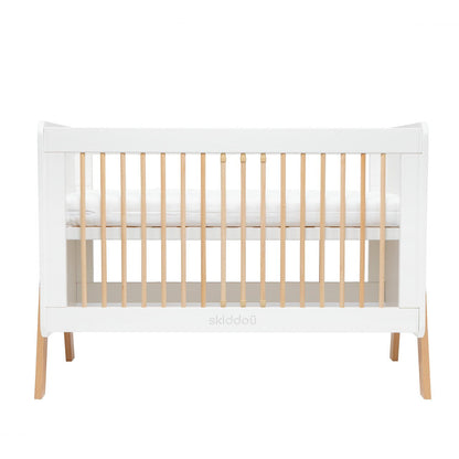 Patut transformabil copii Skiddou Krubb din lemn de fag/MDF, 60x120 cm, Puff Catcher, Alb